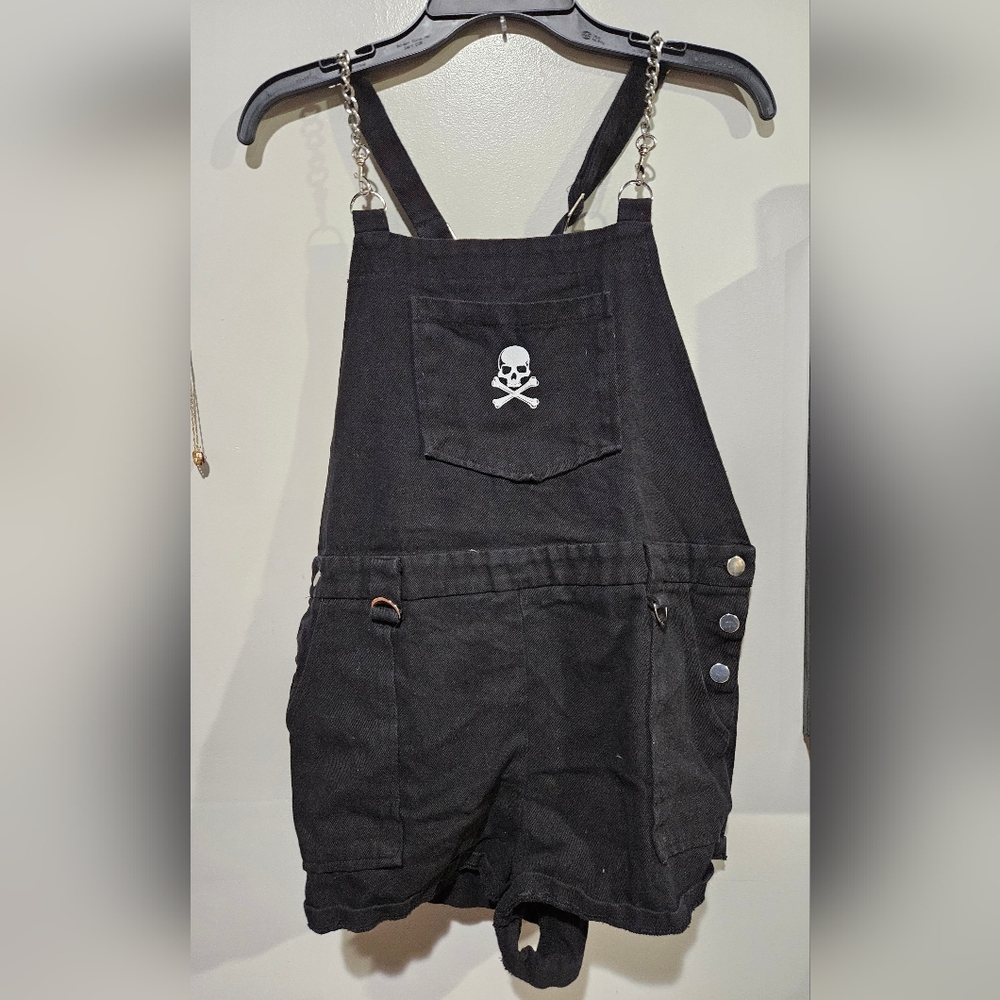 Black Overalls with Chain Detail